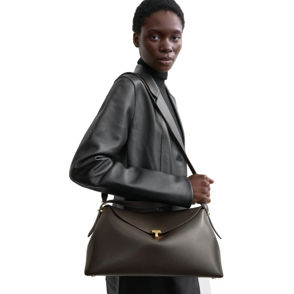 T-Lock leather top handle in Bark - Image 2