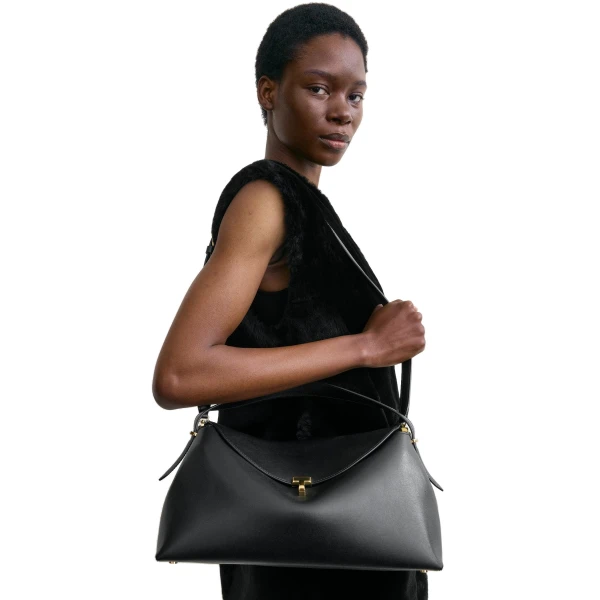 T-Lock leather top handle in Black - Image 2