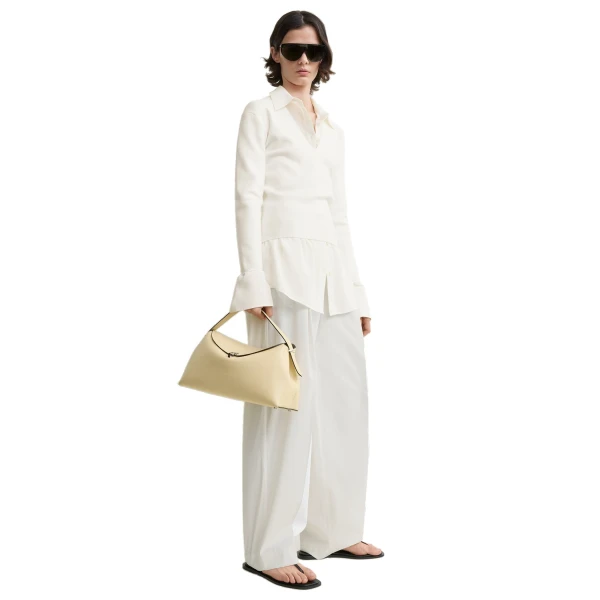 T-Lock leather top handle in Champagne - Image 2