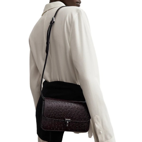 T-Lock ostrich-embossed crossbody in Bordeaux - Image 3