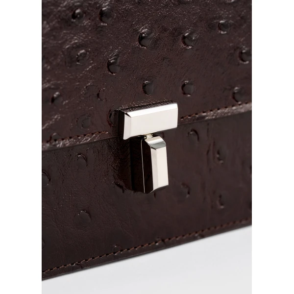 T-Lock ostrich-embossed crossbody in Bordeaux - Image 5