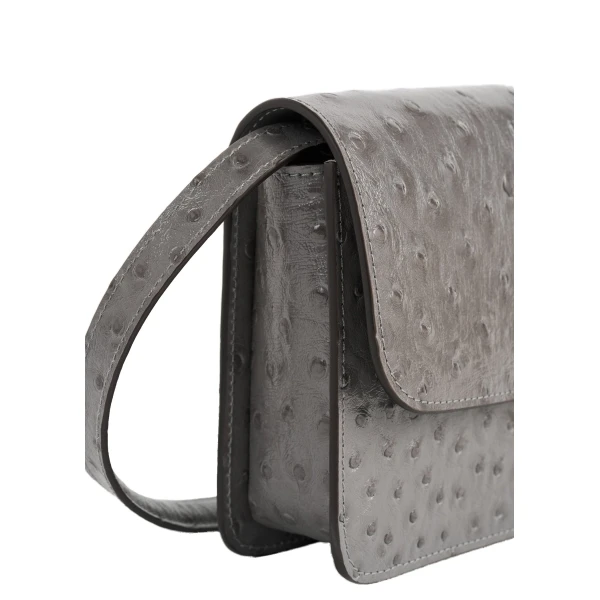T-Lock ostrich-embossed crossbody in Grey - Image 6