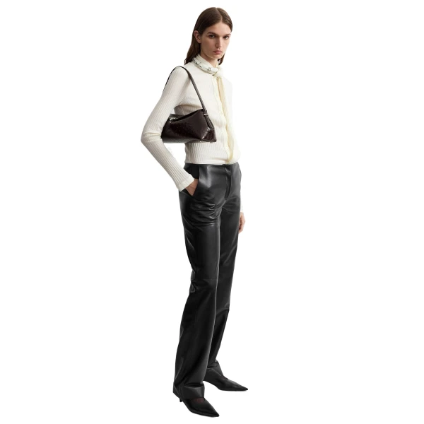 T-Lock ostrich-embossed shoulder in Bordeaux - Image 3