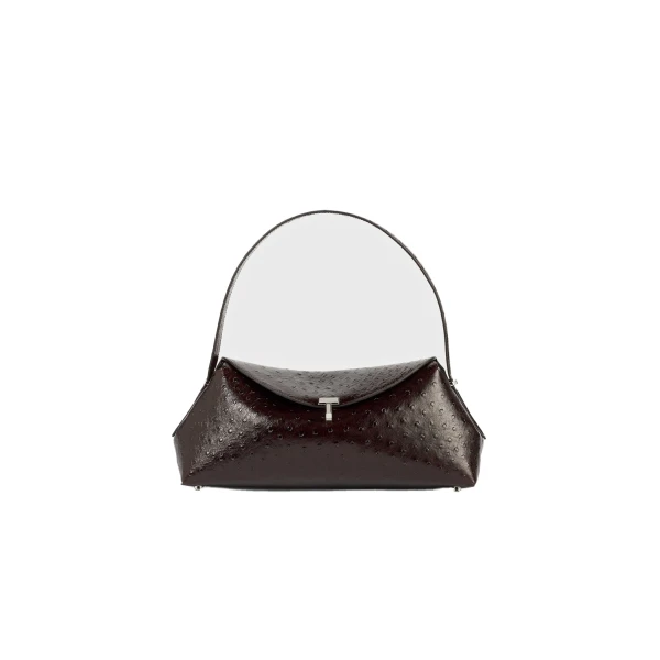 T-Lock ostrich-embossed shoulder in Bordeaux