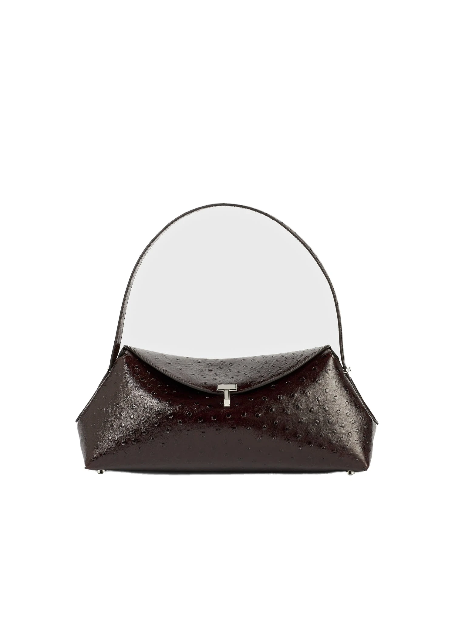 T-Lock ostrich-embossed shoulder in Bordeaux