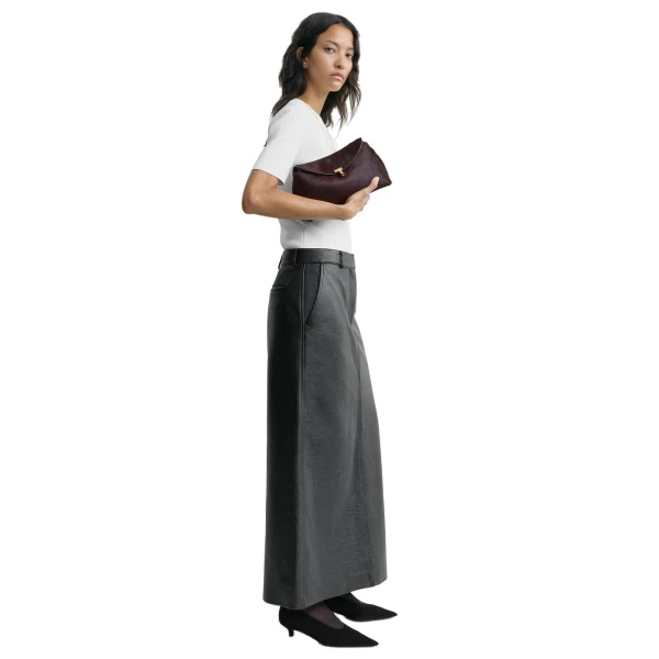 T-Lock pony hair clutch in Wine - Image 3