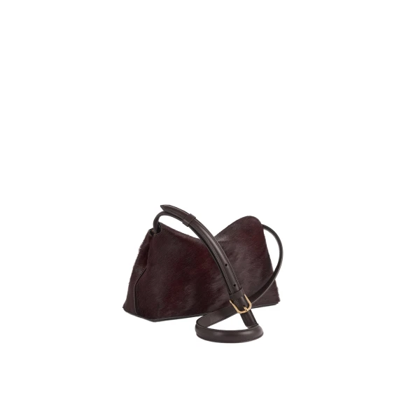 T-Lock pony hair clutch in Wine - Image 4