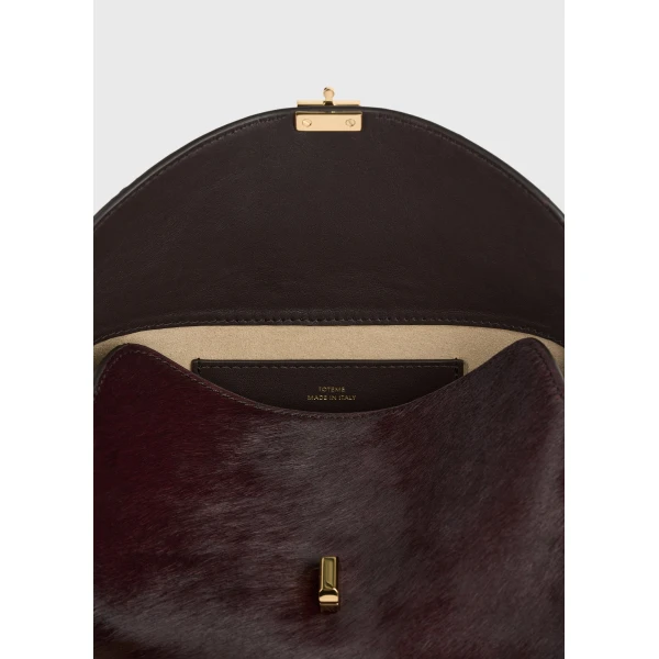 T-Lock pony hair clutch in Wine - Image 6