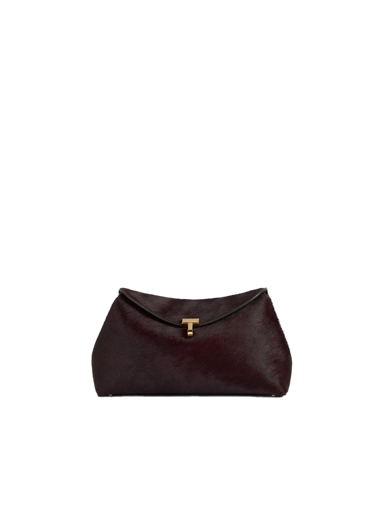 T-Lock pony hair clutch in Wine