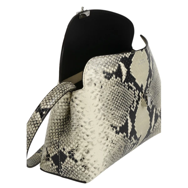 T-Lock python-embossed clutch in Black / Ecru - Image 5