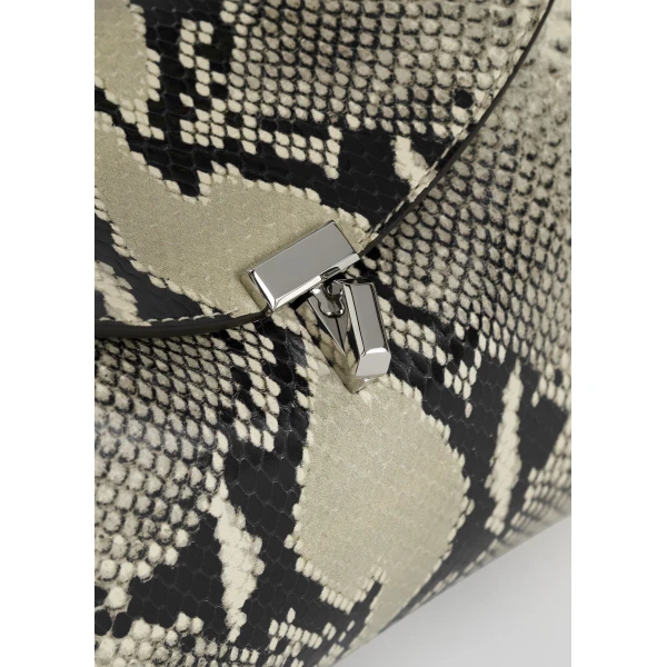 T-Lock python-embossed clutch in Black / Ecru - Image 6