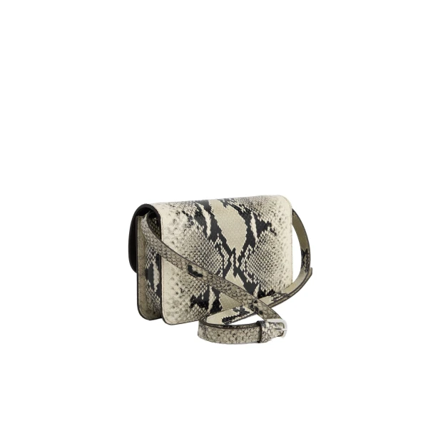 T-Lock python-embossed crossbody in Black / Ecru - Image 4
