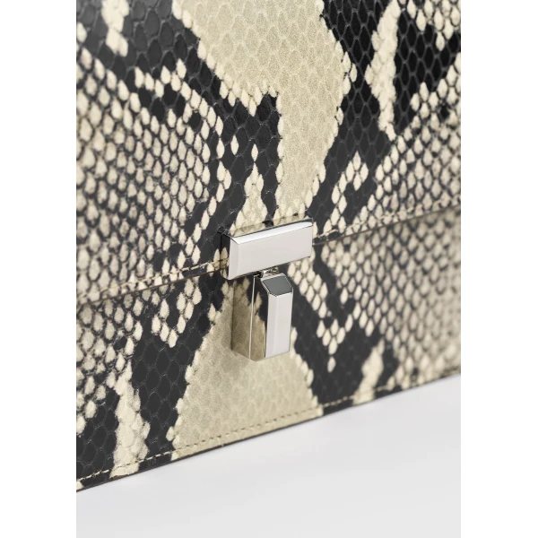 T-Lock python-embossed crossbody in Black / Ecru - Image 5