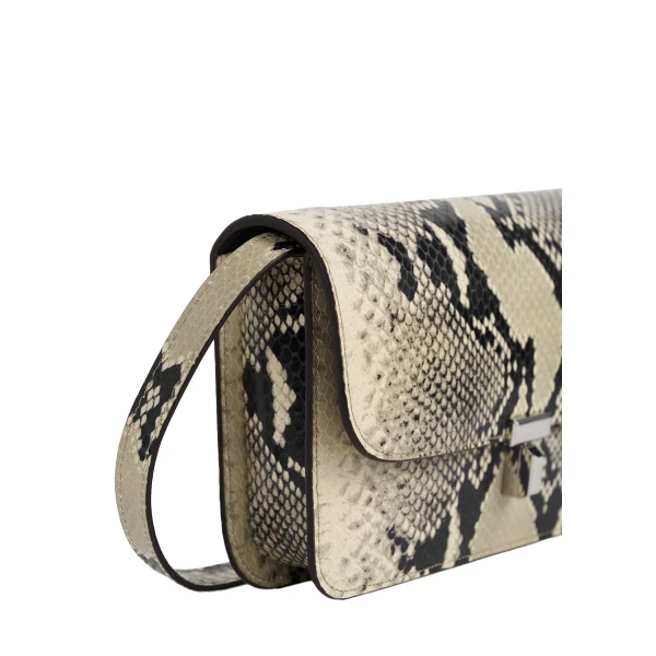 T-Lock python-embossed crossbody in Black / Ecru - Image 6