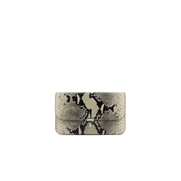 T-Lock python-embossed crossbody in Black / Ecru