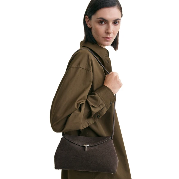 T-Lock suede clutch in Brown - Image 2