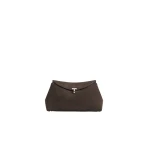 Toteme T-Lock suede clutch in Brown