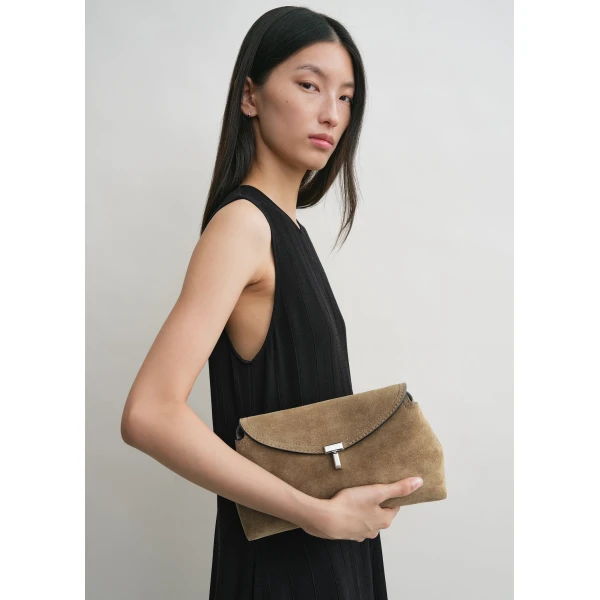 T-Lock suede clutch in Tobacco - Image 2