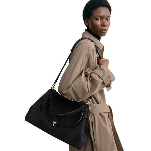 T-Lock suede satchel in Black - Image 2