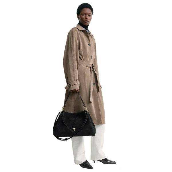 T-Lock suede satchel in Black - Image 3