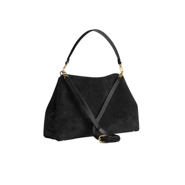 T-Lock suede satchel in Black - Image 4