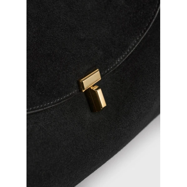 T-Lock suede satchel in Black - Image 5
