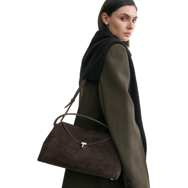 T-Lock suede top handle in Brown - Image 2