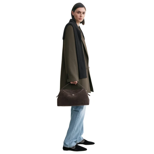 T-Lock suede top handle in Brown - Image 3