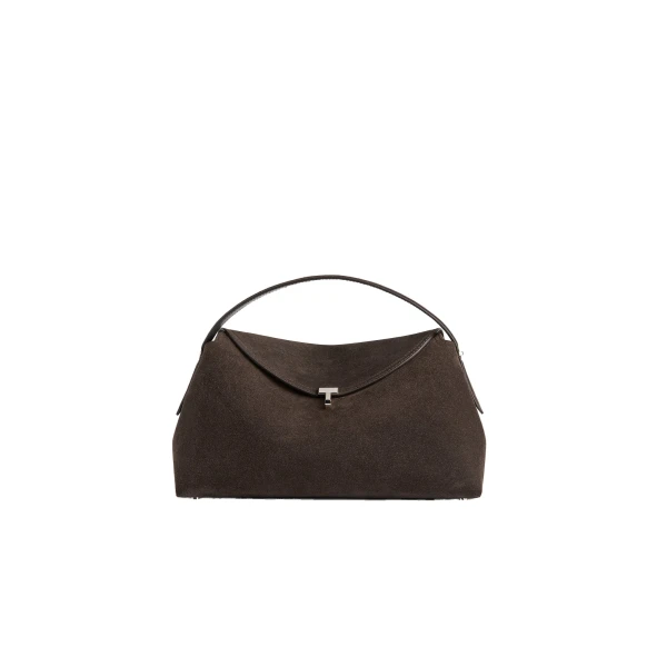 Toteme T-Lock suede top handle in Brown