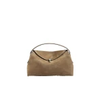 Toteme T-Lock suede top handle in Tobacco
