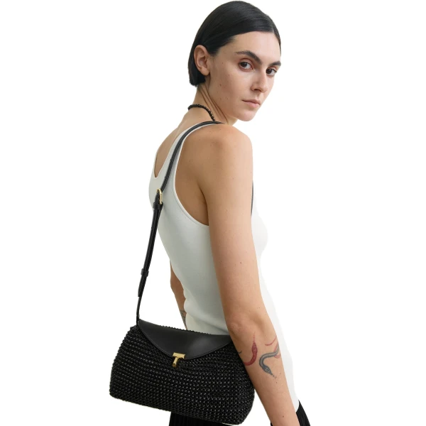 T-Lock woven-leather clutch in Black - Image 2