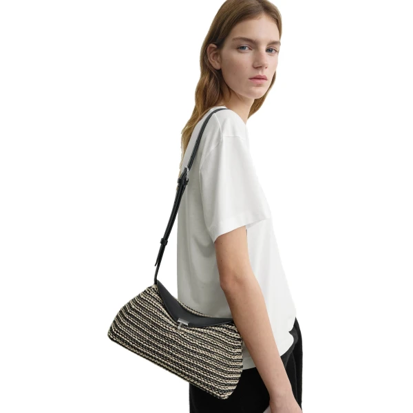 T-Lock woven-leather clutch in Black / Sand - Image 2
