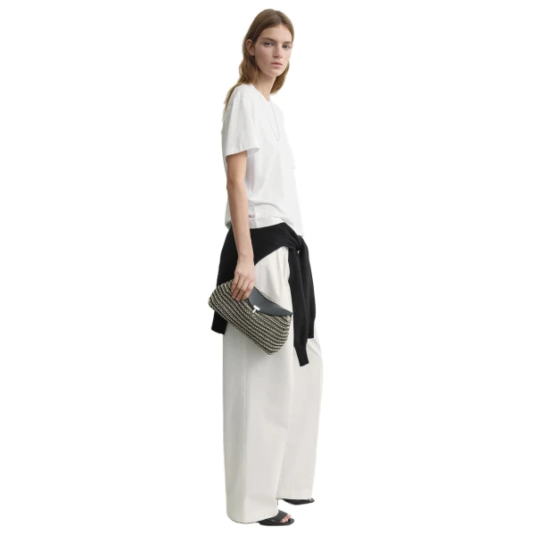 T-Lock woven-leather clutch in Black / Sand - Image 3