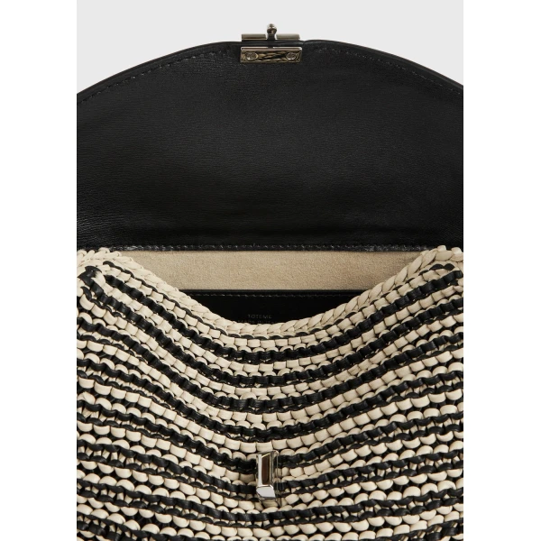 T-Lock woven-leather clutch in Black / Sand - Image 4