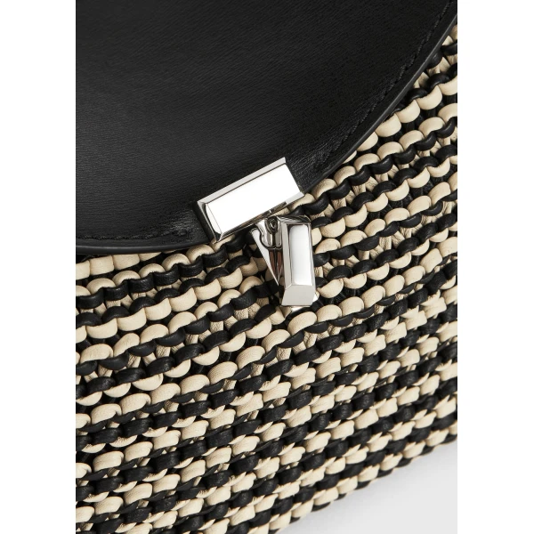 T-Lock woven-leather clutch in Black / Sand - Image 6
