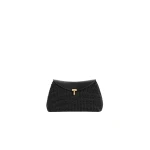 Toteme T-Lock woven-leather clutch in Black