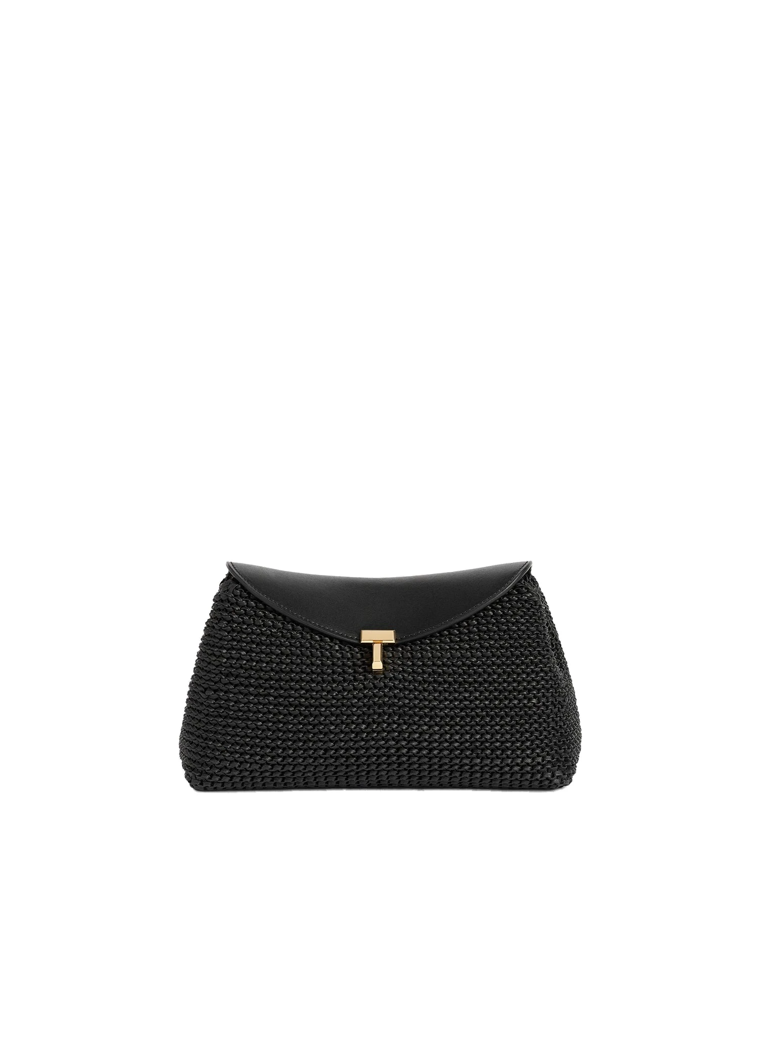 T-Lock woven-leather clutch in Black