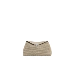 Toteme T-Lock woven-leather clutch in Fawn