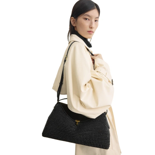 T-Lock woven-leather top handle in Black - Image 2
