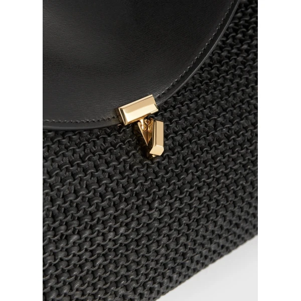 T-Lock woven-leather top handle in Black - Image 5