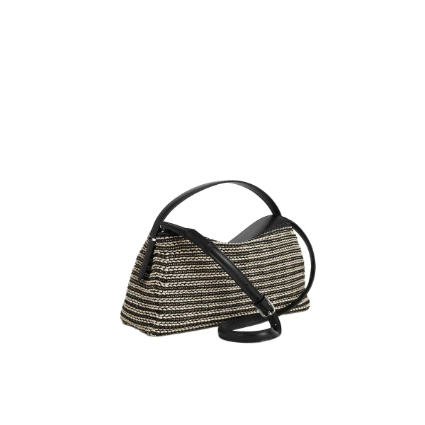 T-Lock woven-leather top handle in Black / Sand - Image 4