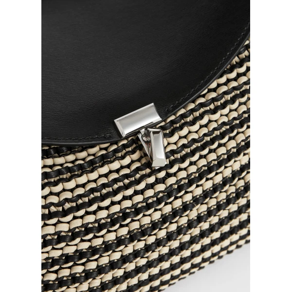 T-Lock woven-leather top handle in Black / Sand - Image 5