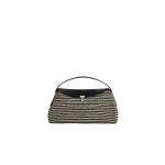 Toteme T-Lock woven-leather top handle in Black / Sand