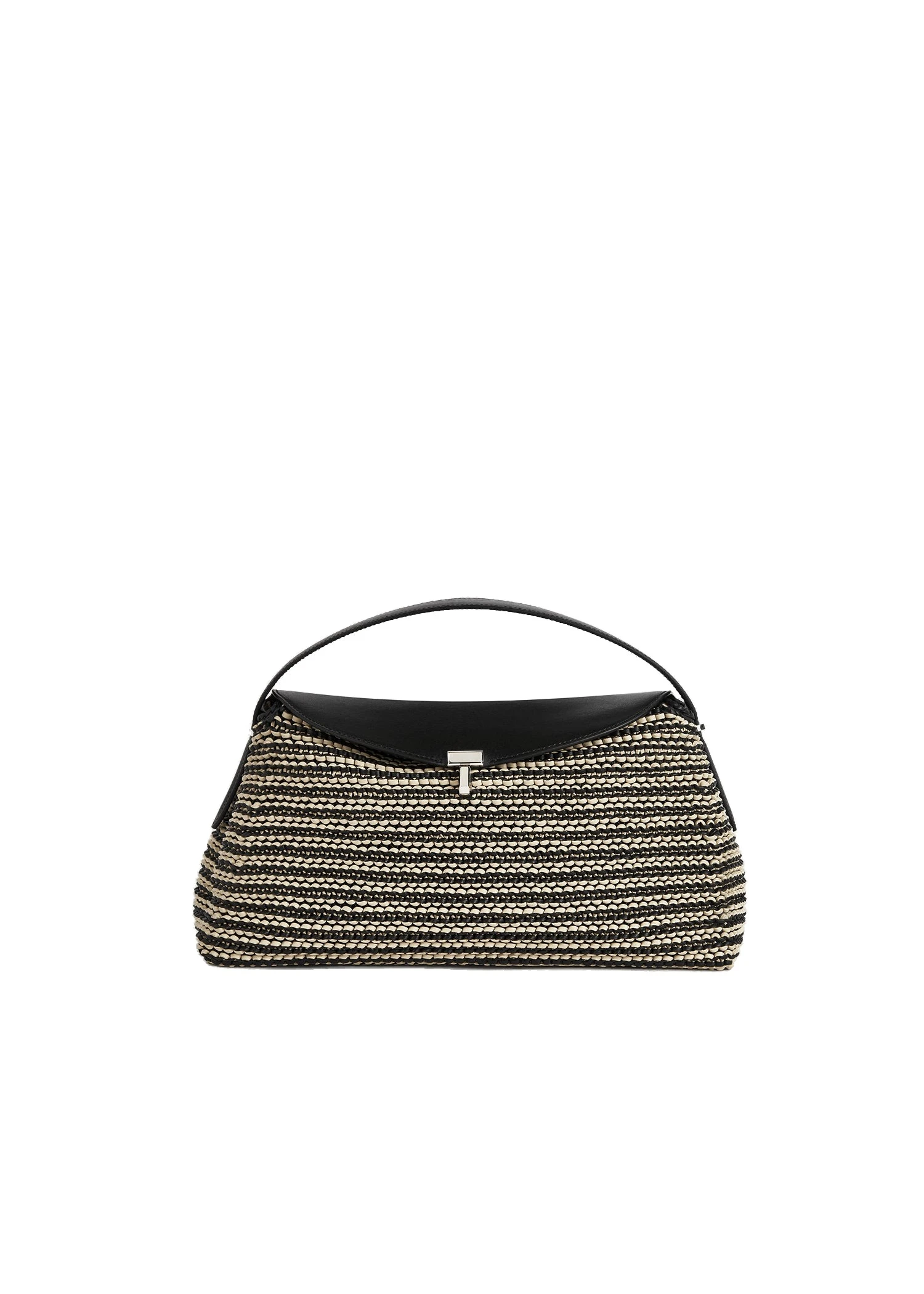 T-Lock woven-leather top handle in Black / Sand