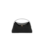 Toteme T-Lock woven-leather top handle in Black