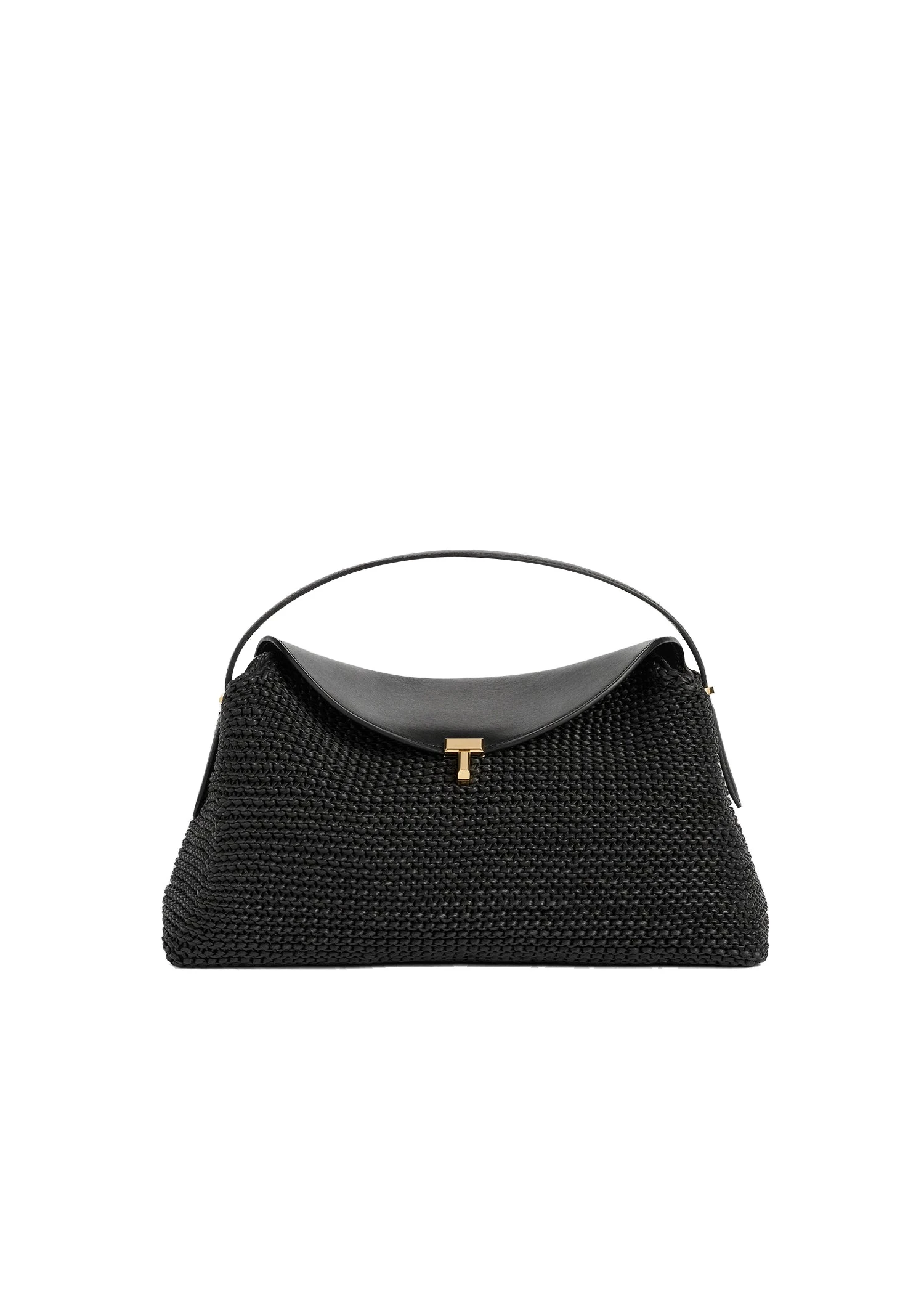 T-Lock woven-leather top handle in Black