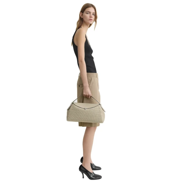 T-Lock woven-leather top handle in Fawn - Image 3