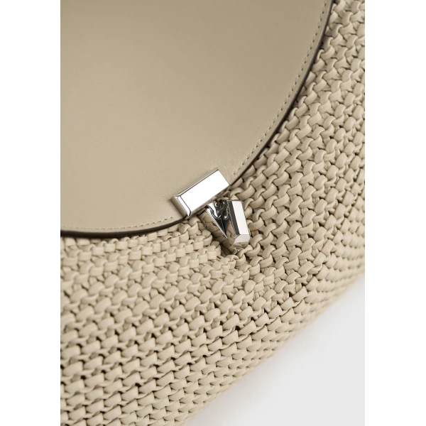 T-Lock woven-leather top handle in Fawn - Image 5