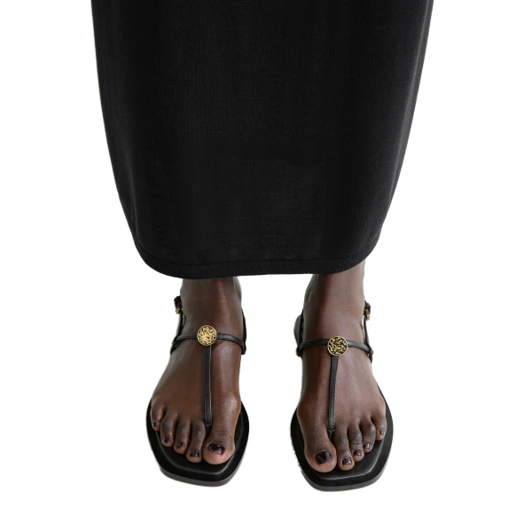 T-strap nappa sandals in Black - Image 2