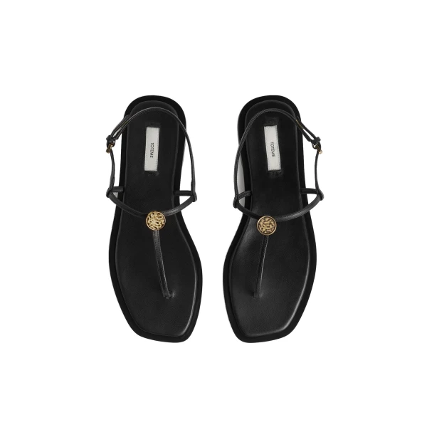 T-strap nappa sandals in Black - Image 4
